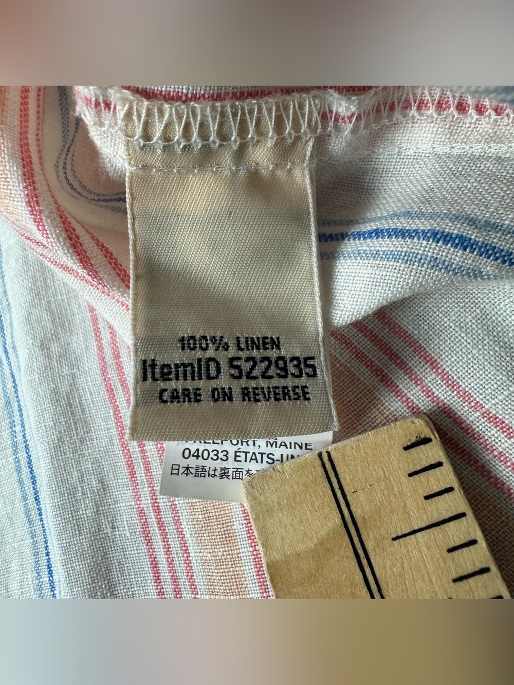 L.L. Bean 100% Linen Pastel Striped V-Neck Top Lightweight Boho Beach Vacation M - Picture 8 of 10